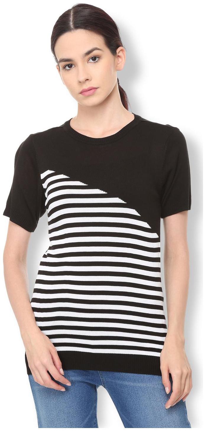 

Van Heusen Women Striped Regular top - Black