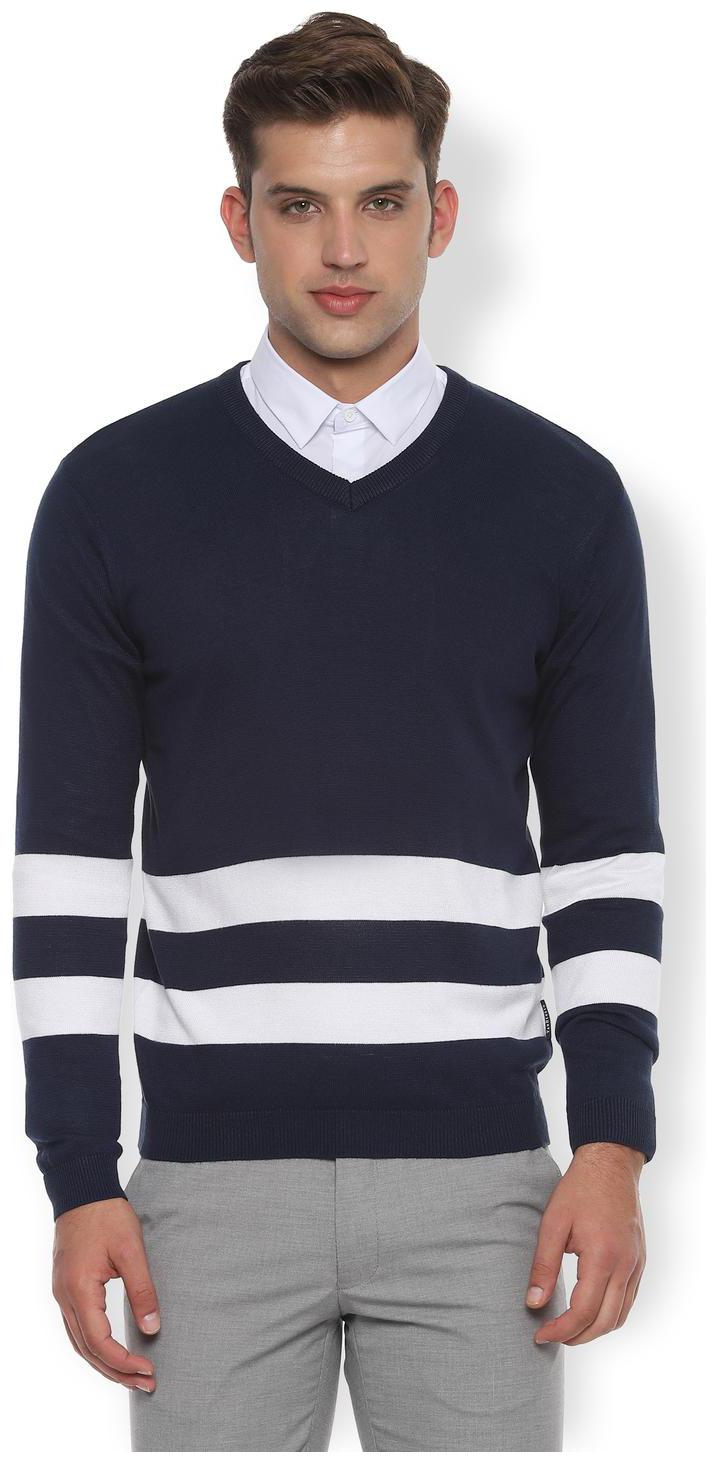 

Van Heusen Men Blue V neck Pullover