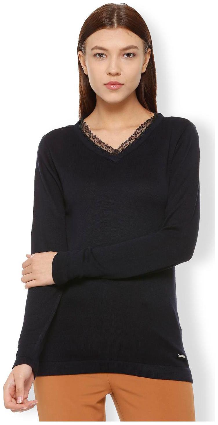 

Van Heusen Women Solid Cape top - Black