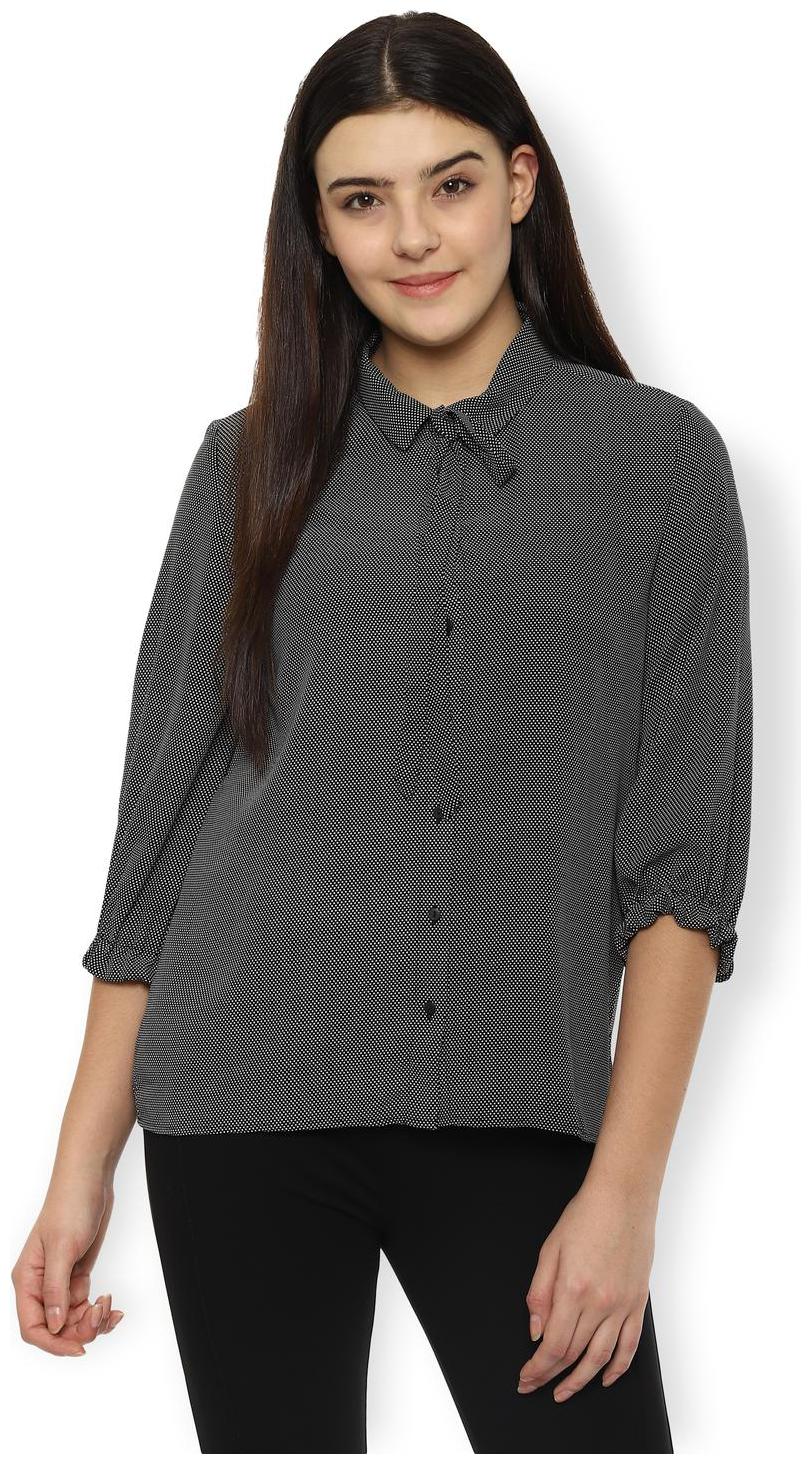 

Van Heusen Women Black Polka Dots Regular Fit Shirt