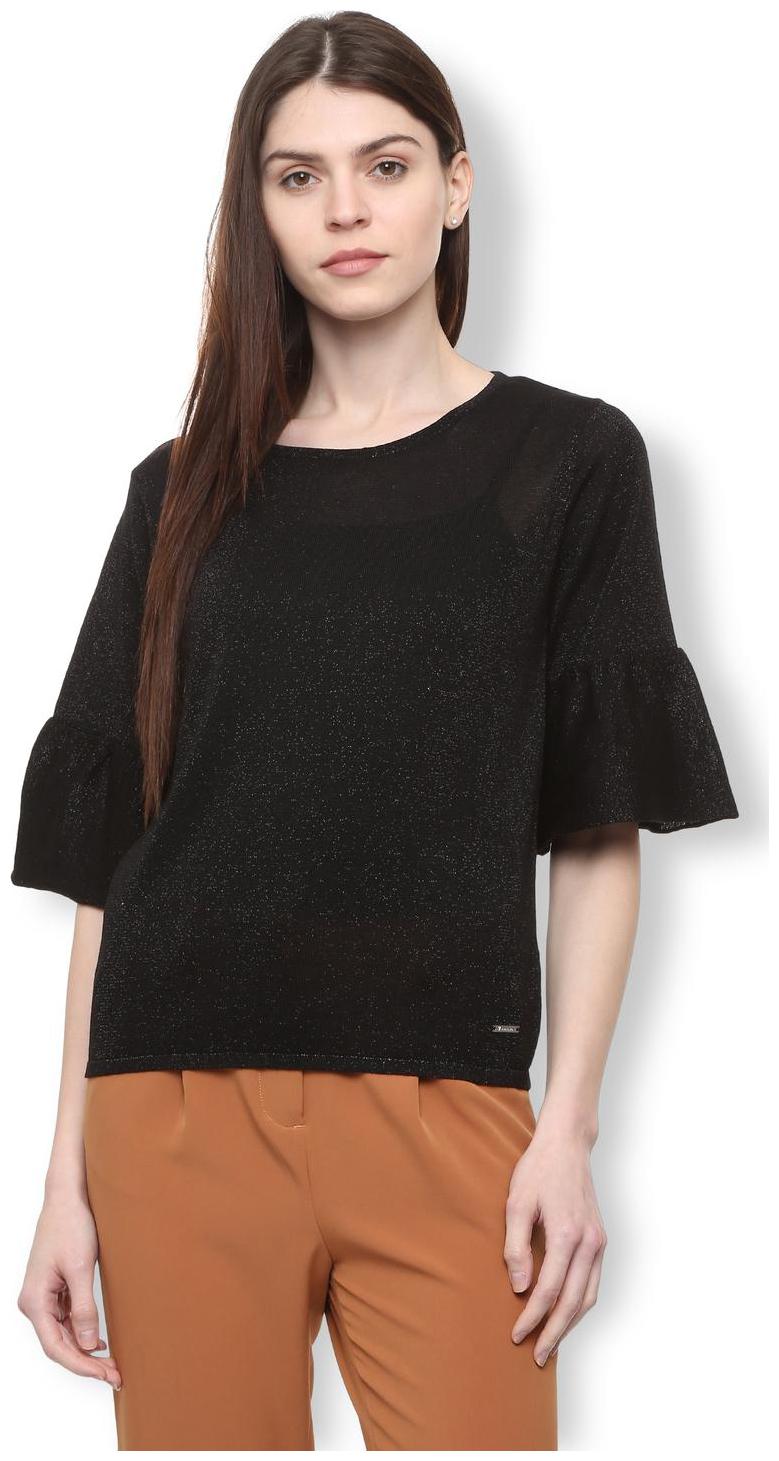 

Van Heusen Women Self design Regular top - Black
