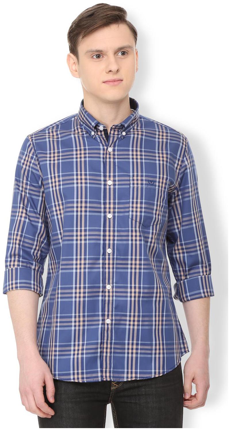 

Van Heusen Men Blue Checked Slim Fit Casual Shirt