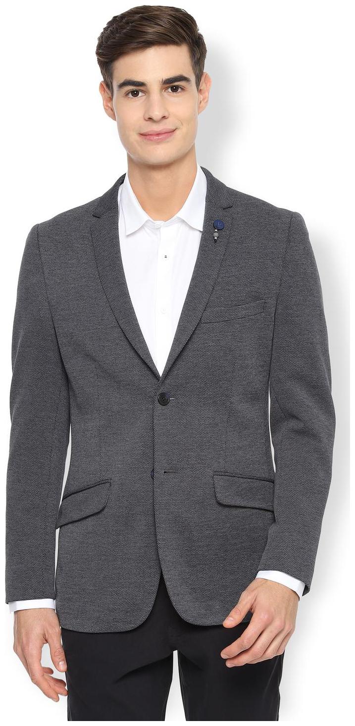 

Van Heusen Men Grey Textured Slim fit Single Breasted Blazer