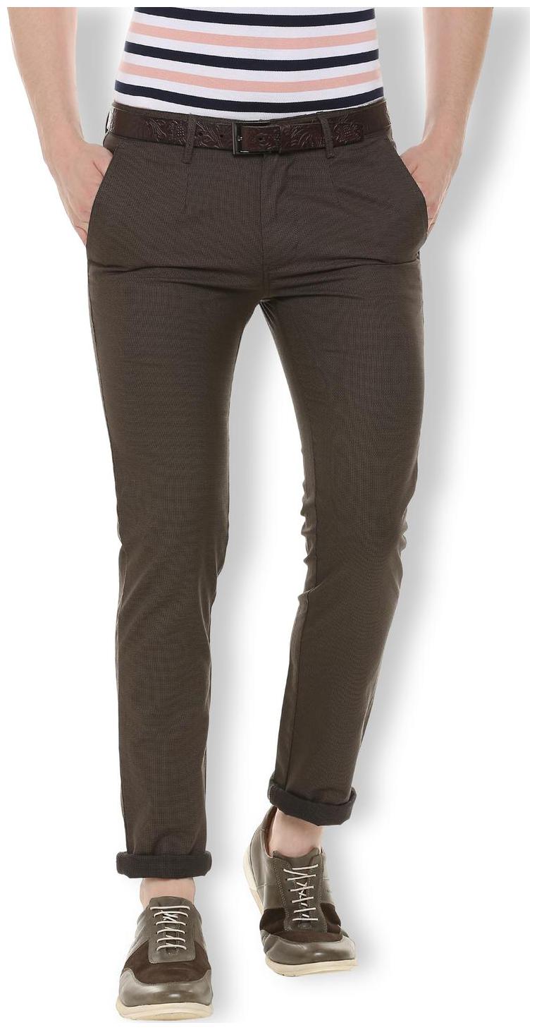 

Van Heusen Men Brown Textured Slim fit Regular trousers