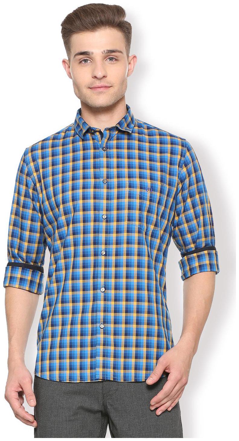 

Van Heusen Men Blue Checked Slim Fit Casual Shirt