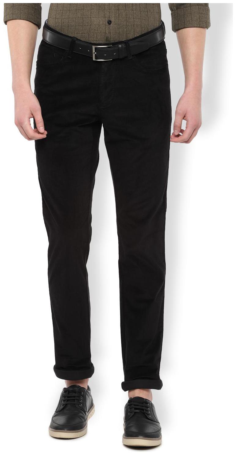

Van Heusen Men Black Textured Slim fit Regular trousers