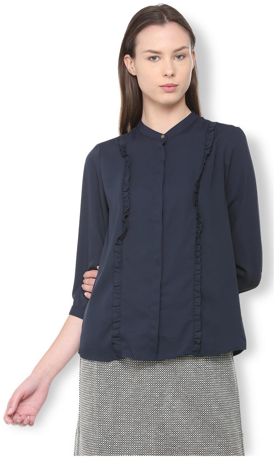 

Van Heusen Women Blue Solid Regular Fit Shirt