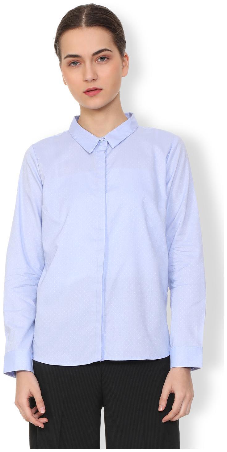 

Van Heusen Women Blue Self Design Regular Fit Shirt