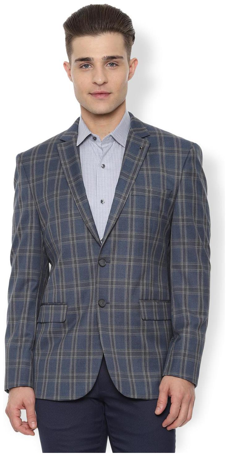 

Van Heusen Men Blue Checked Slim fit Single Breasted Blazer