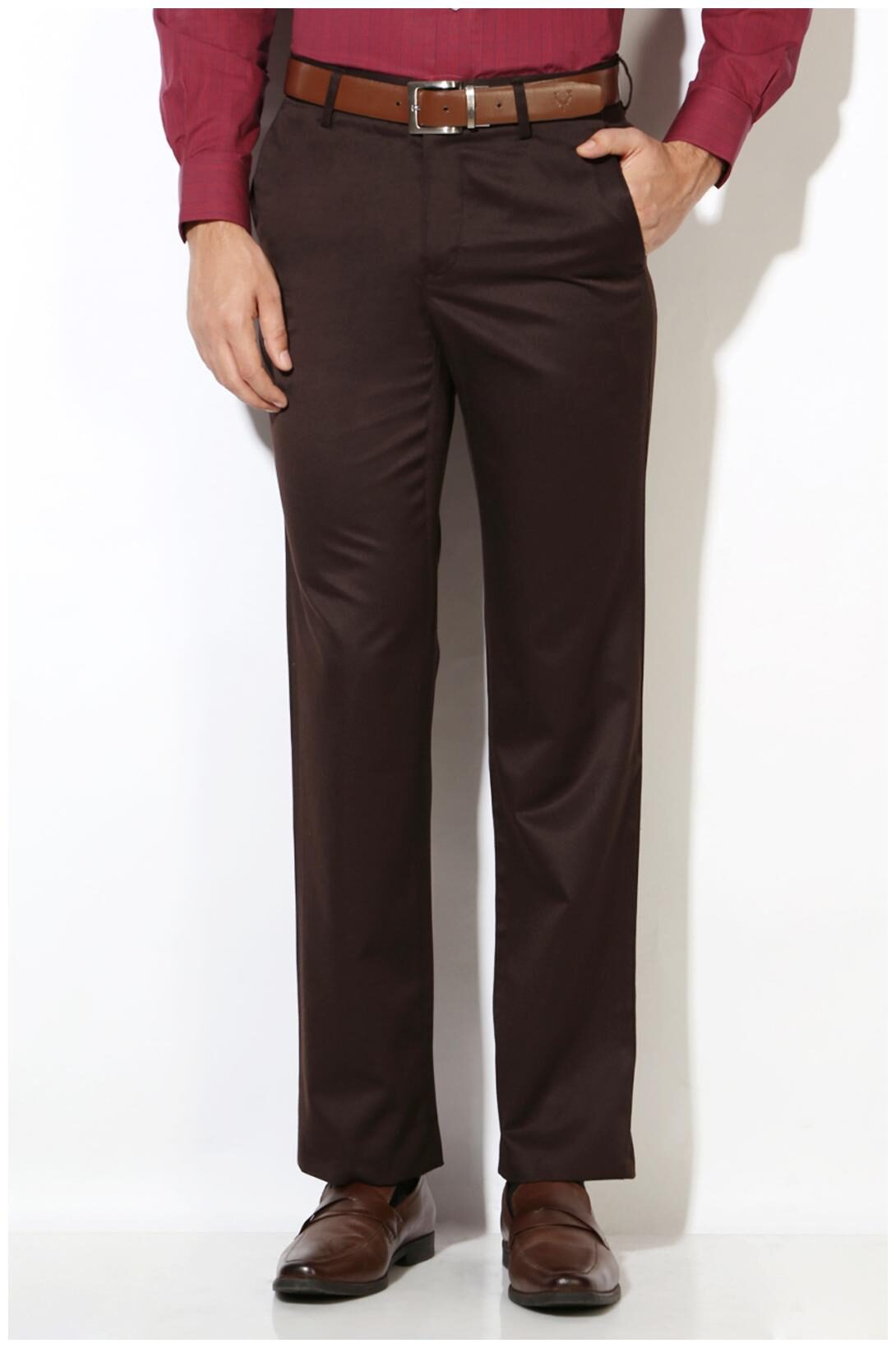 

Van Heusen Men Brown Solid Slim fit Regular trousers