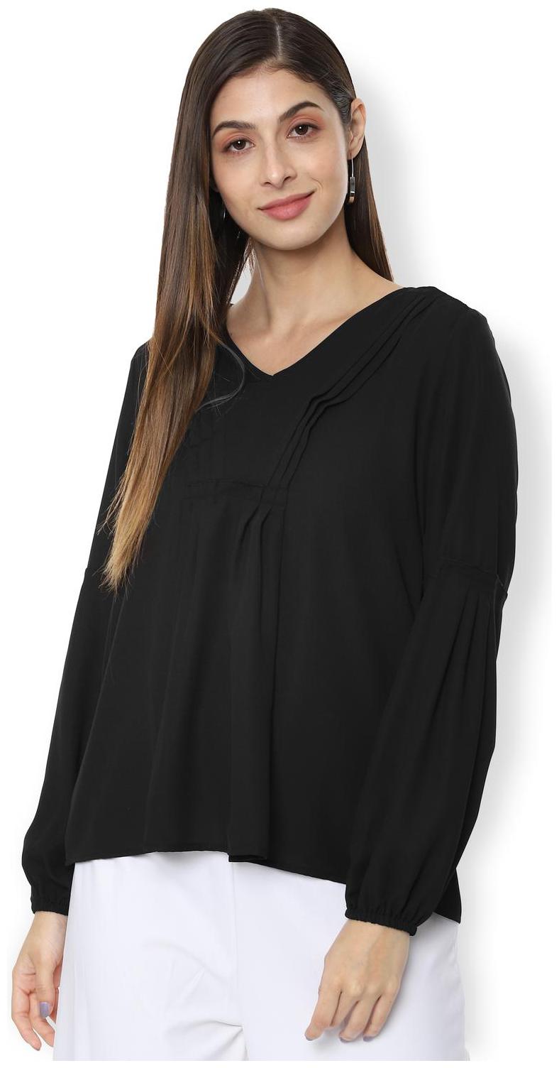 

Van Heusen Women Solid Regular top - Black