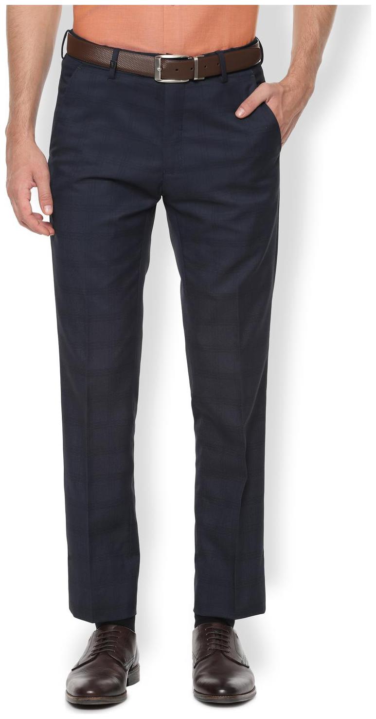 

Van Heusen Men Checked Slim Fit Formal Trouser - Blue