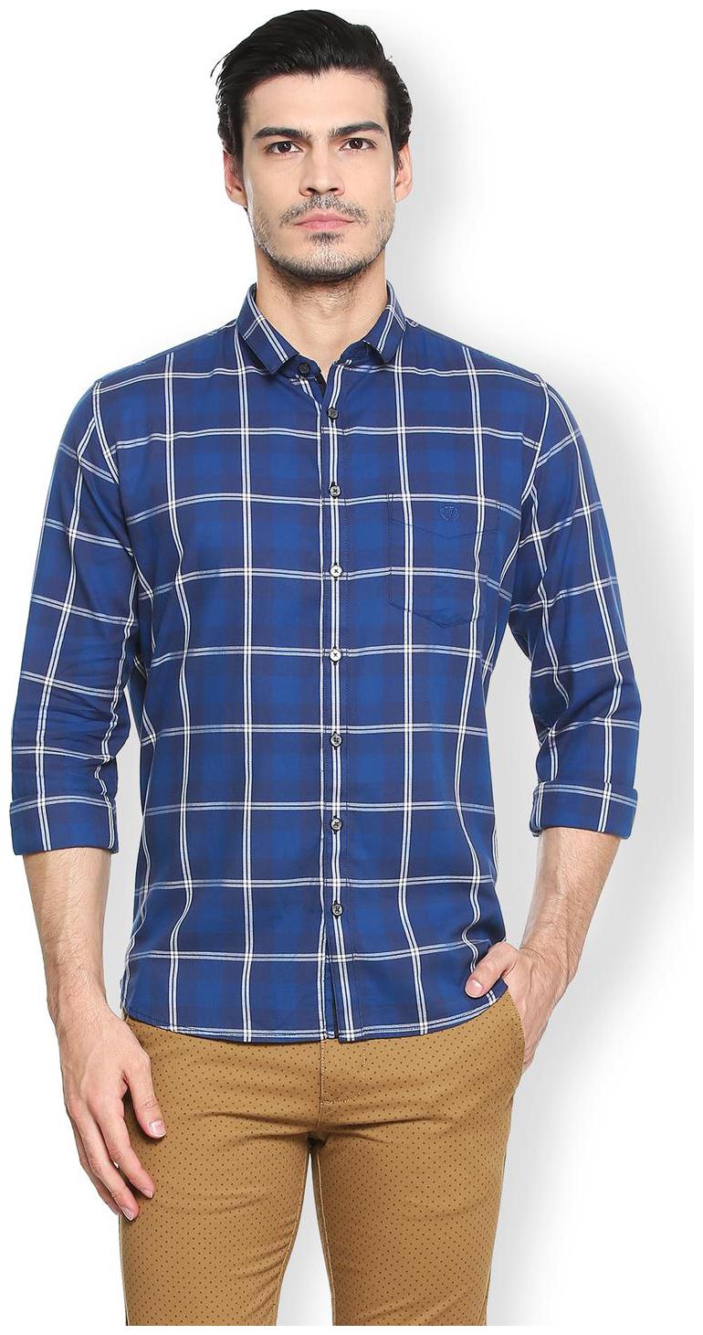 

Van Heusen Men Blue Checked Slim Fit Casual Shirt