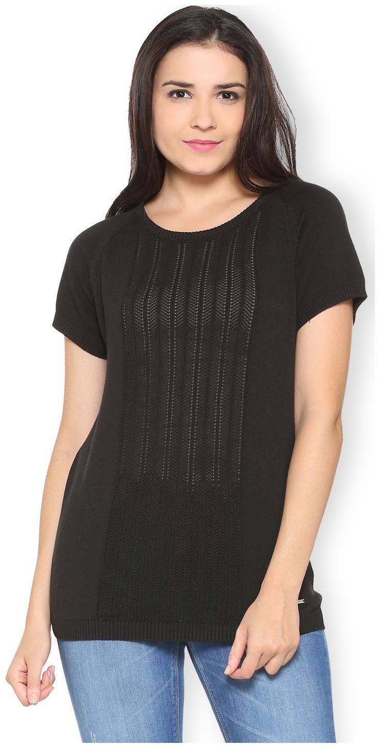 

Van Heusen Women Self design Regular top - Black