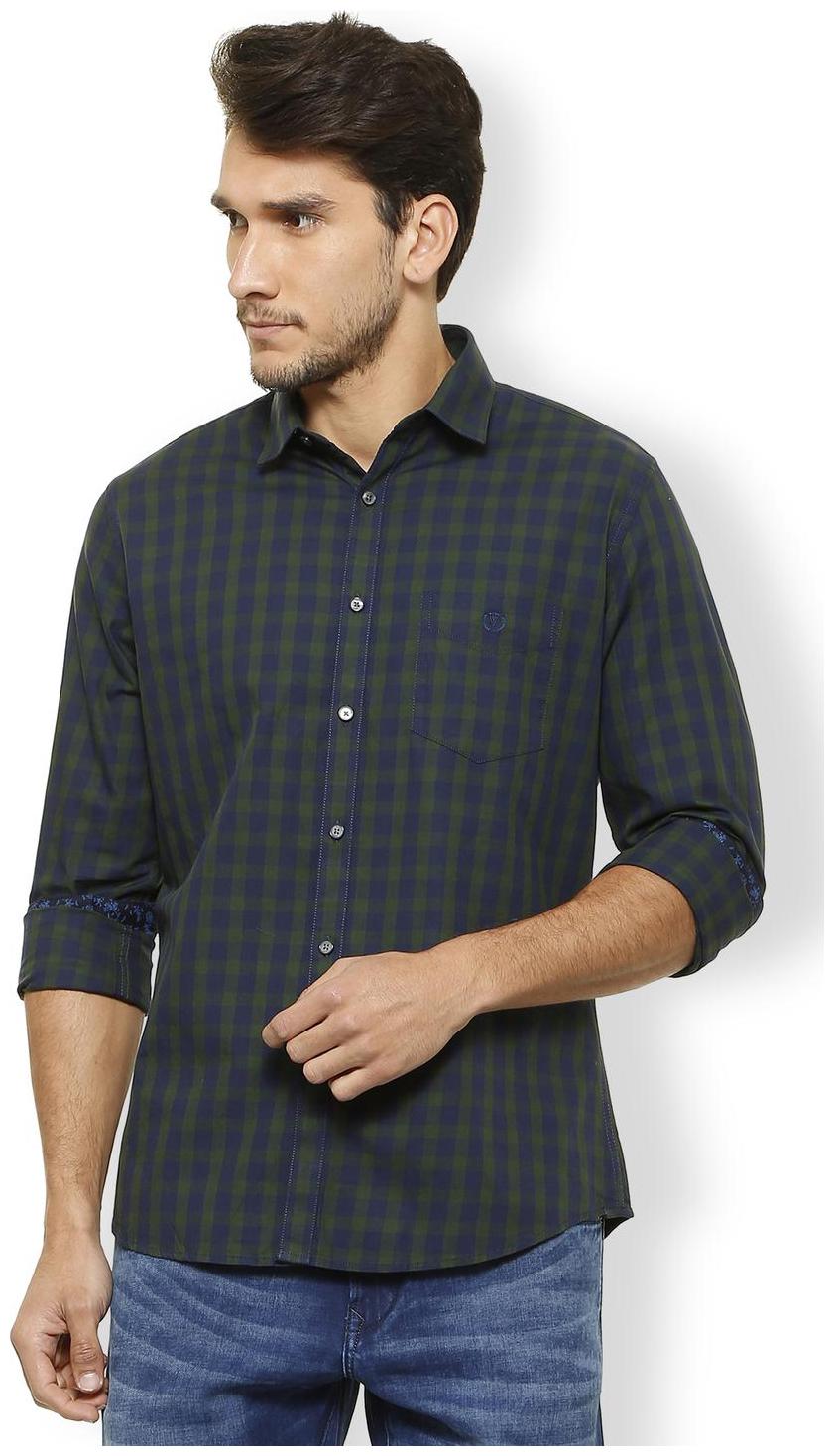 

Van Heusen Men Blue Checked Slim Fit Casual Shirt