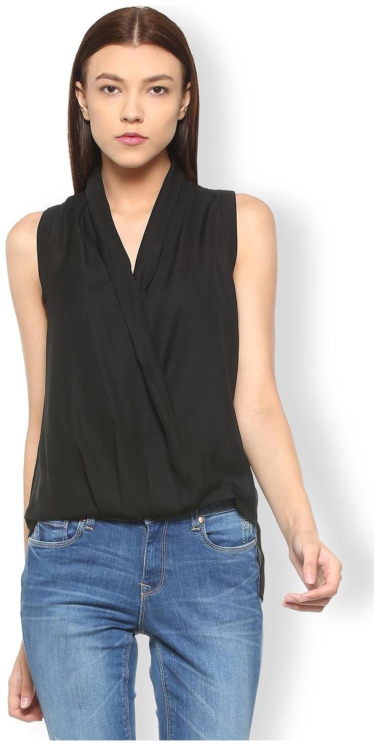 

Van Heusen Women Solid Regular top - Black