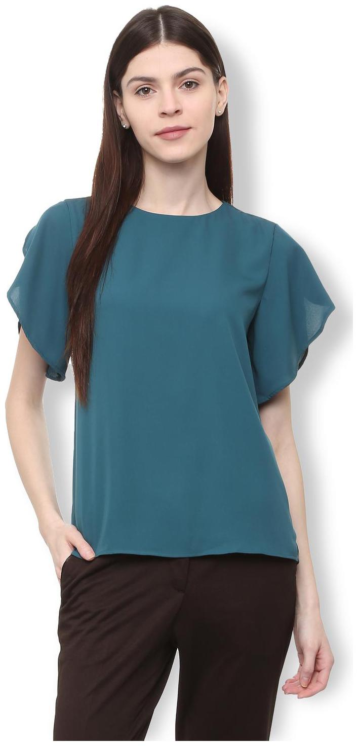 

Van Heusen Women Blue Regular fit Round neck Polyester T shirt