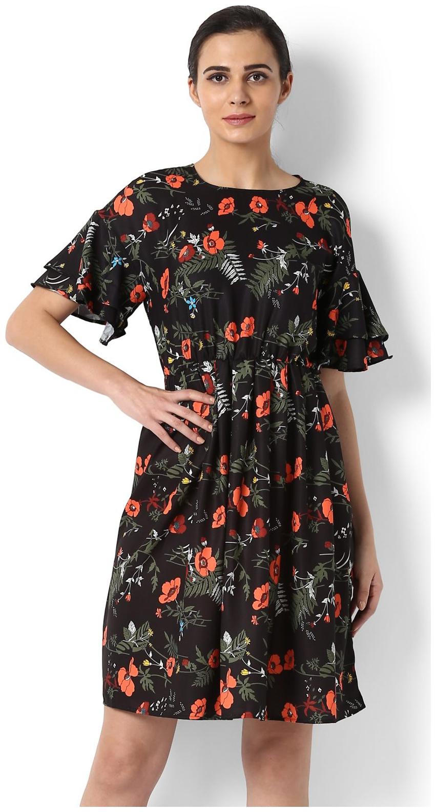 

Van Heusen Black Printed A-line dress