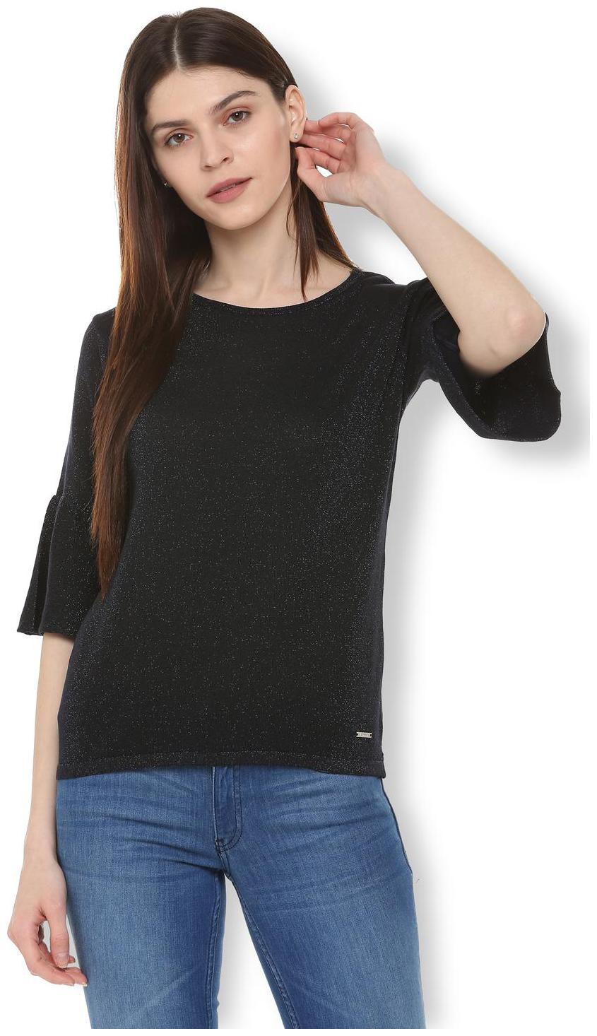 

Van Heusen Women Self design Regular top - Black