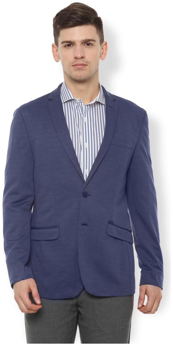 

Van Heusen Men Blue Textured Slim fit Single Breasted Blazer