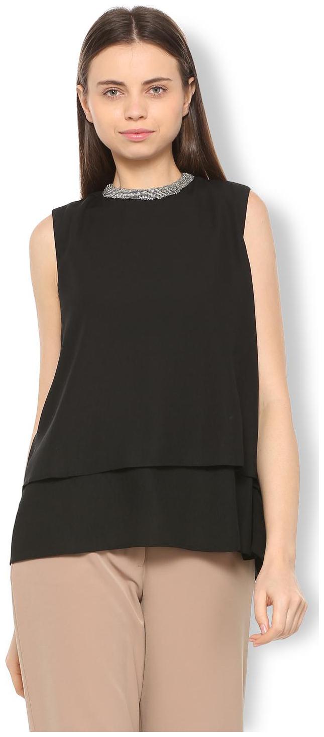 

Van Heusen Women Solid Regular top - Black