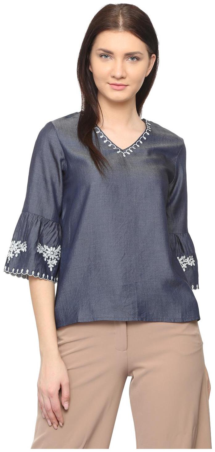 

Van Heusen Women Solid Regular top - Blue