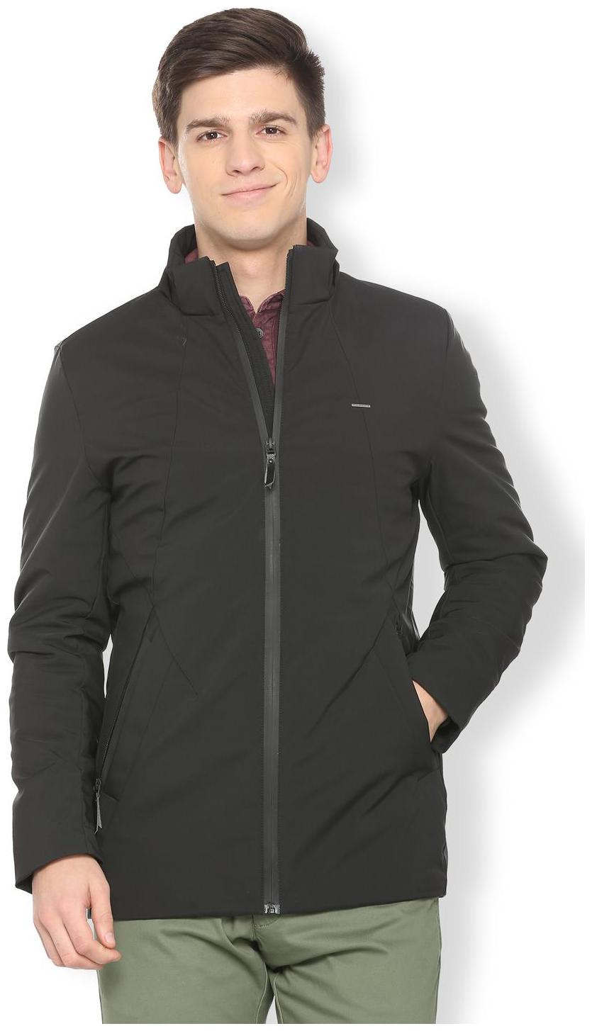 

Van Heusen Men Black Solid Bomber jacket