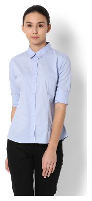 

Van Heusen Women White Solid Slim Fit Shirt