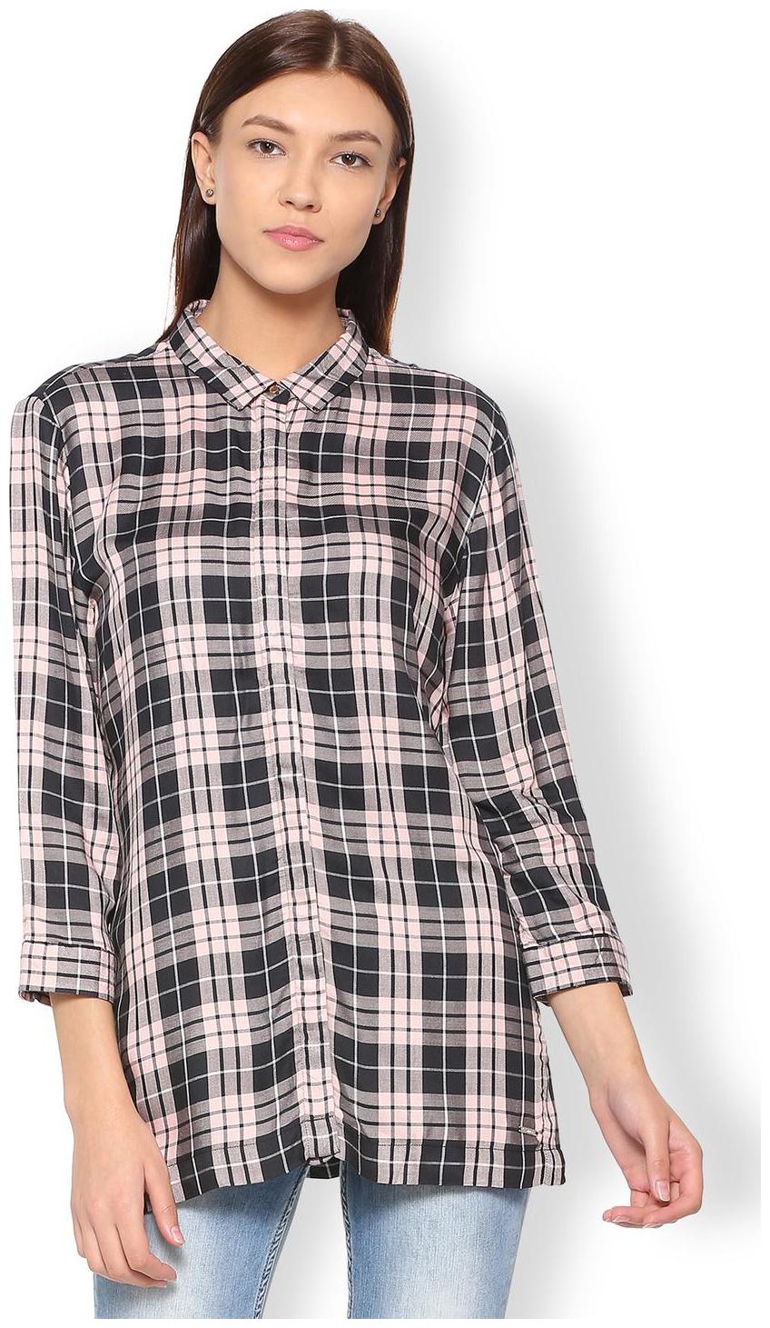 

Van Heusen Women Black Checked Regular Fit Shirt