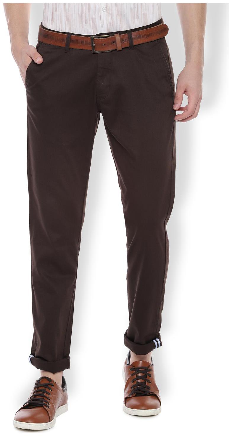 

Van Heusen Men Brown Solid Slim fit Regular trousers