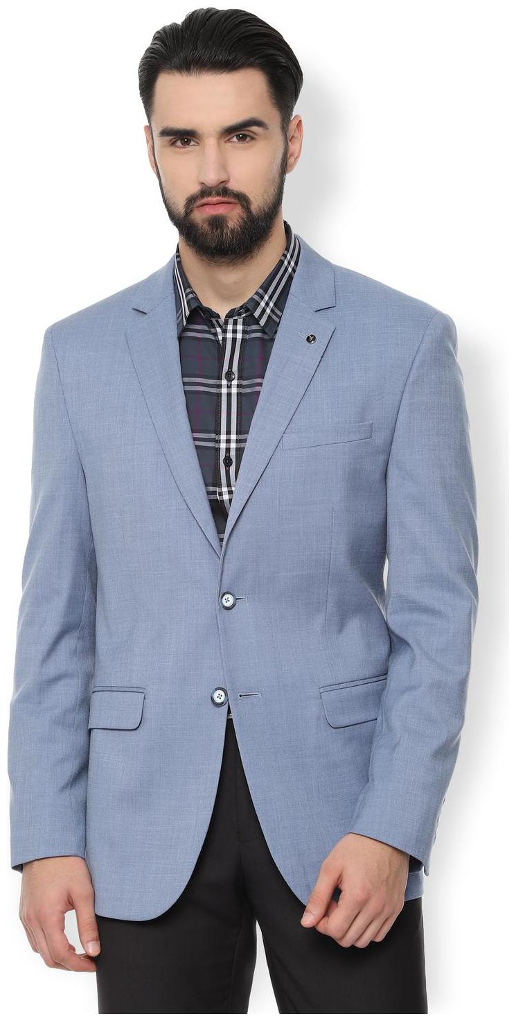 

Van Heusen Men Blue Textured Slim fit Single Breasted Blazer