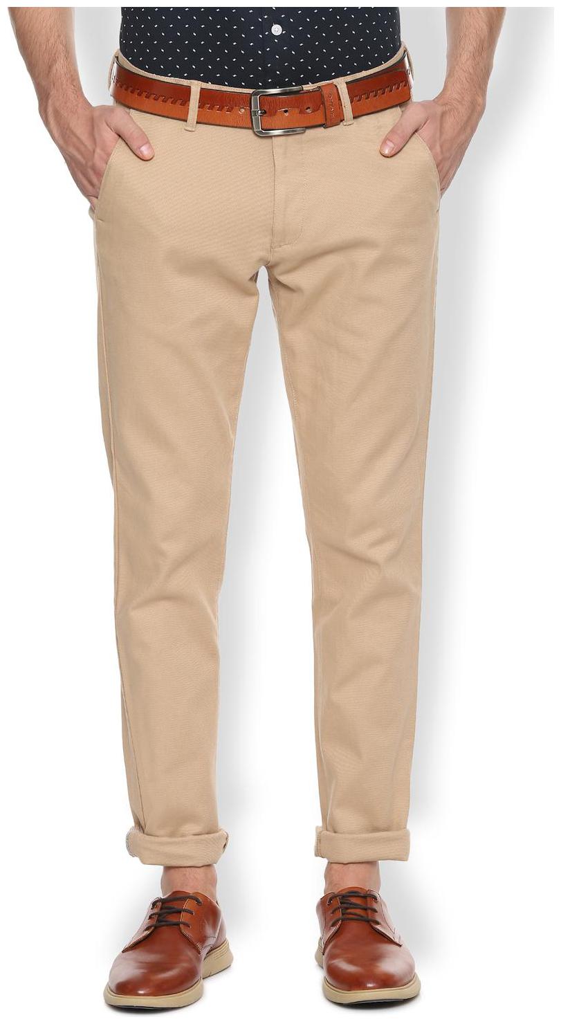 

Van Heusen Men Beige Textured Slim fit Regular trousers