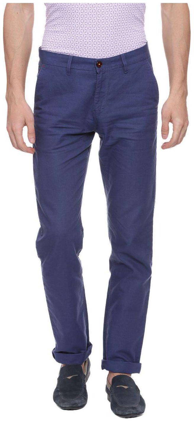 

Van Heusen Men Blue Solid Slim fit Regular trousers