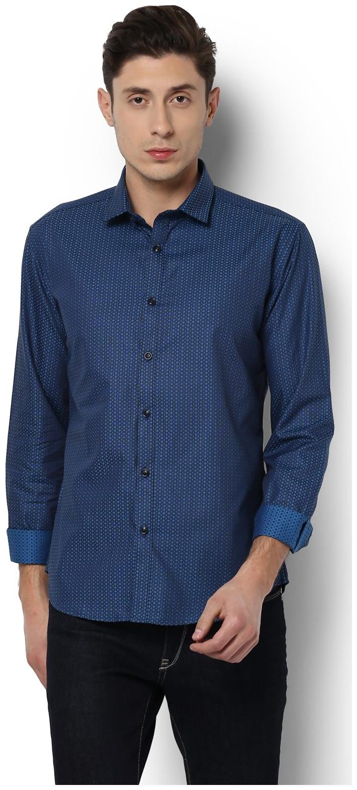 

Van Heusen Men Blue Polka Dots Slim Fit Casual Shirt