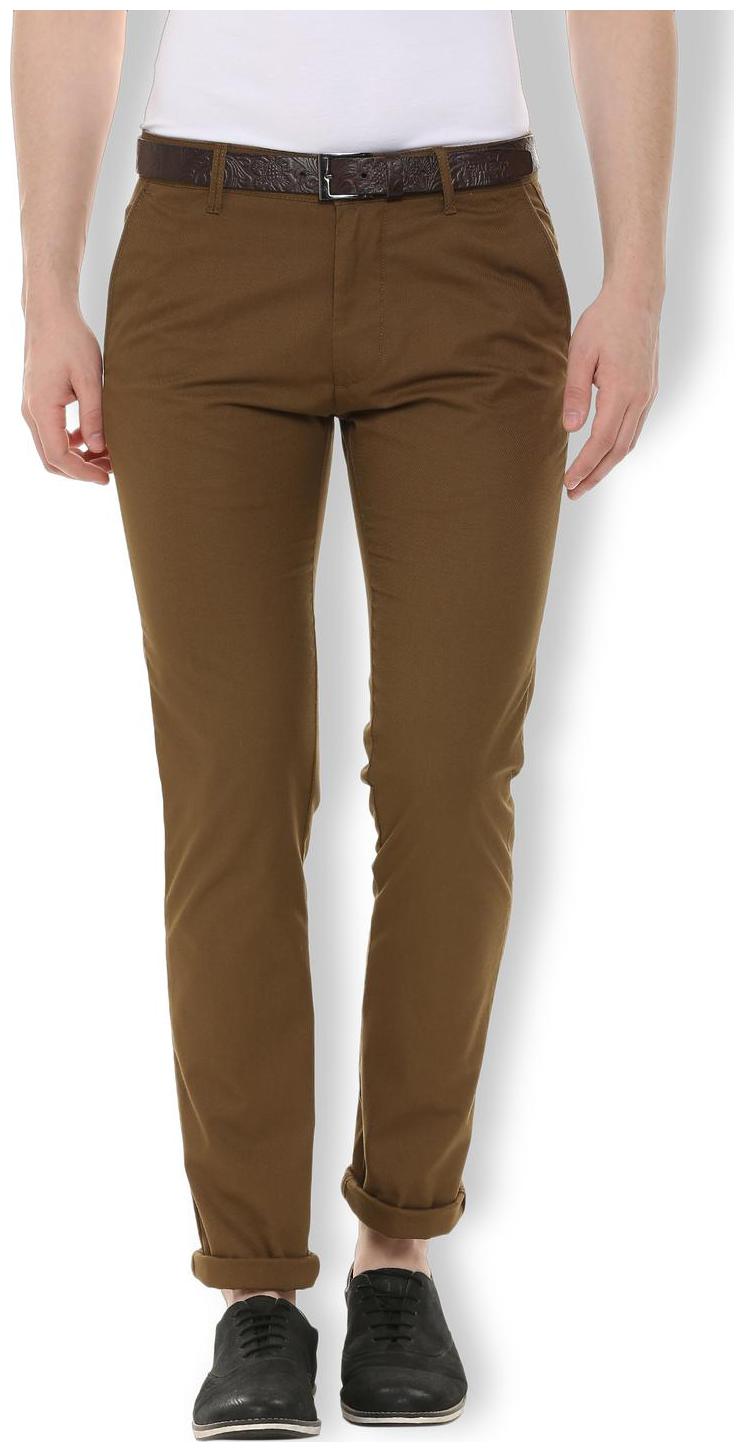 

Van Heusen Men Brown Textured Slim fit Regular trousers