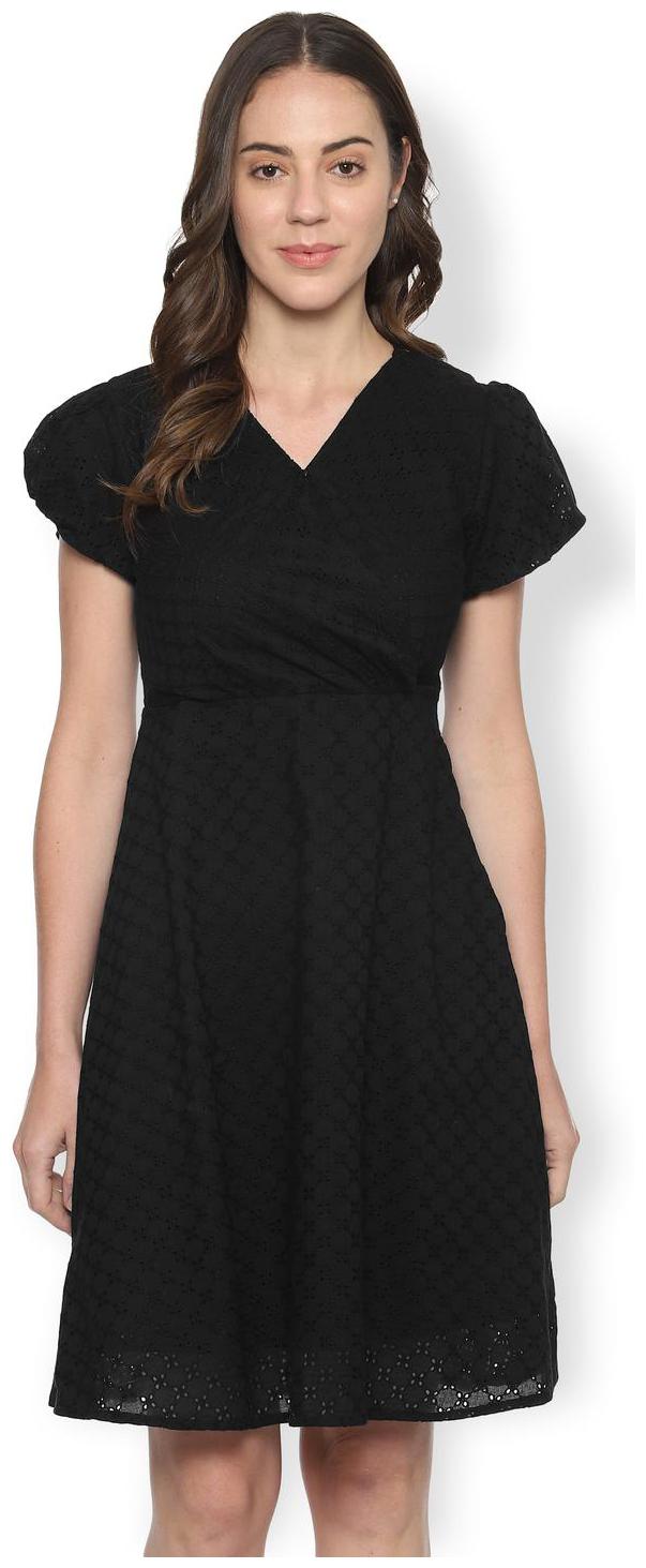 

Van Heusen Black Embroidered Fit flare dress