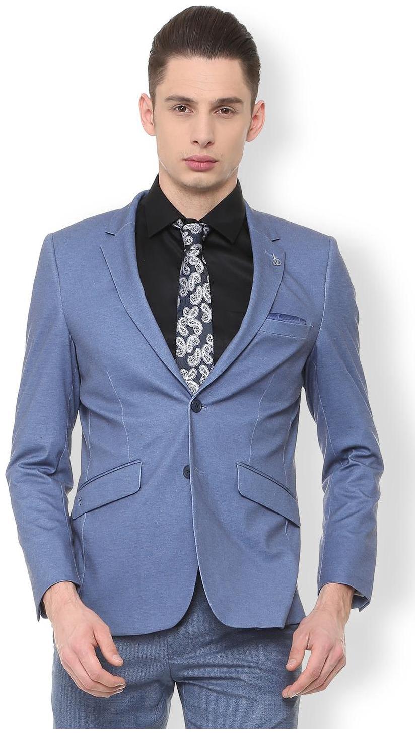 

Van Heusen Men Blue Solid Slim fit Single Breasted Blazer