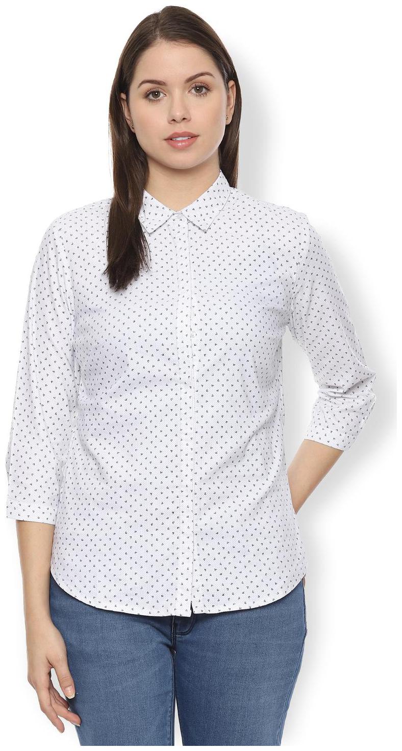 

Van Heusen Women White Printed Regular Fit Shirt