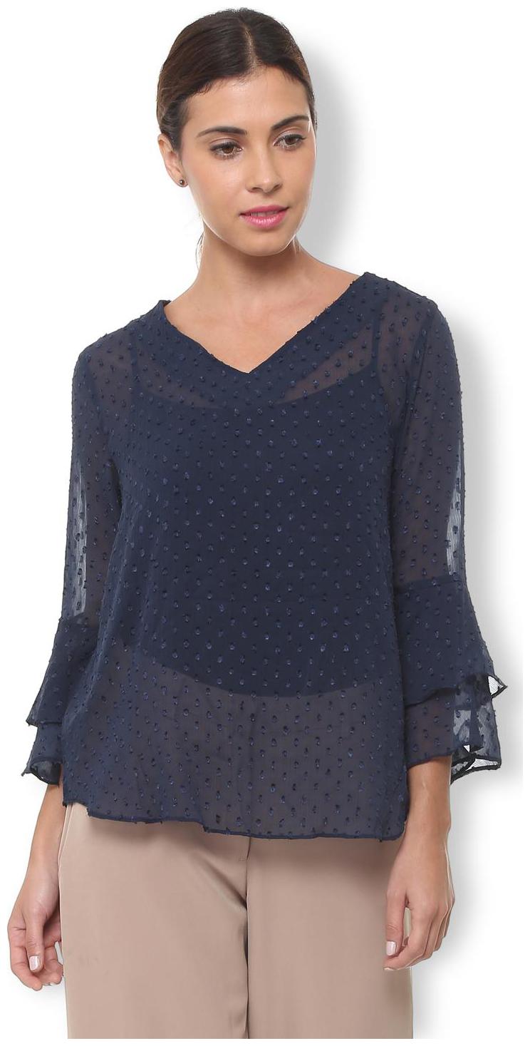 

Van Heusen Women Self design Regular top - Blue