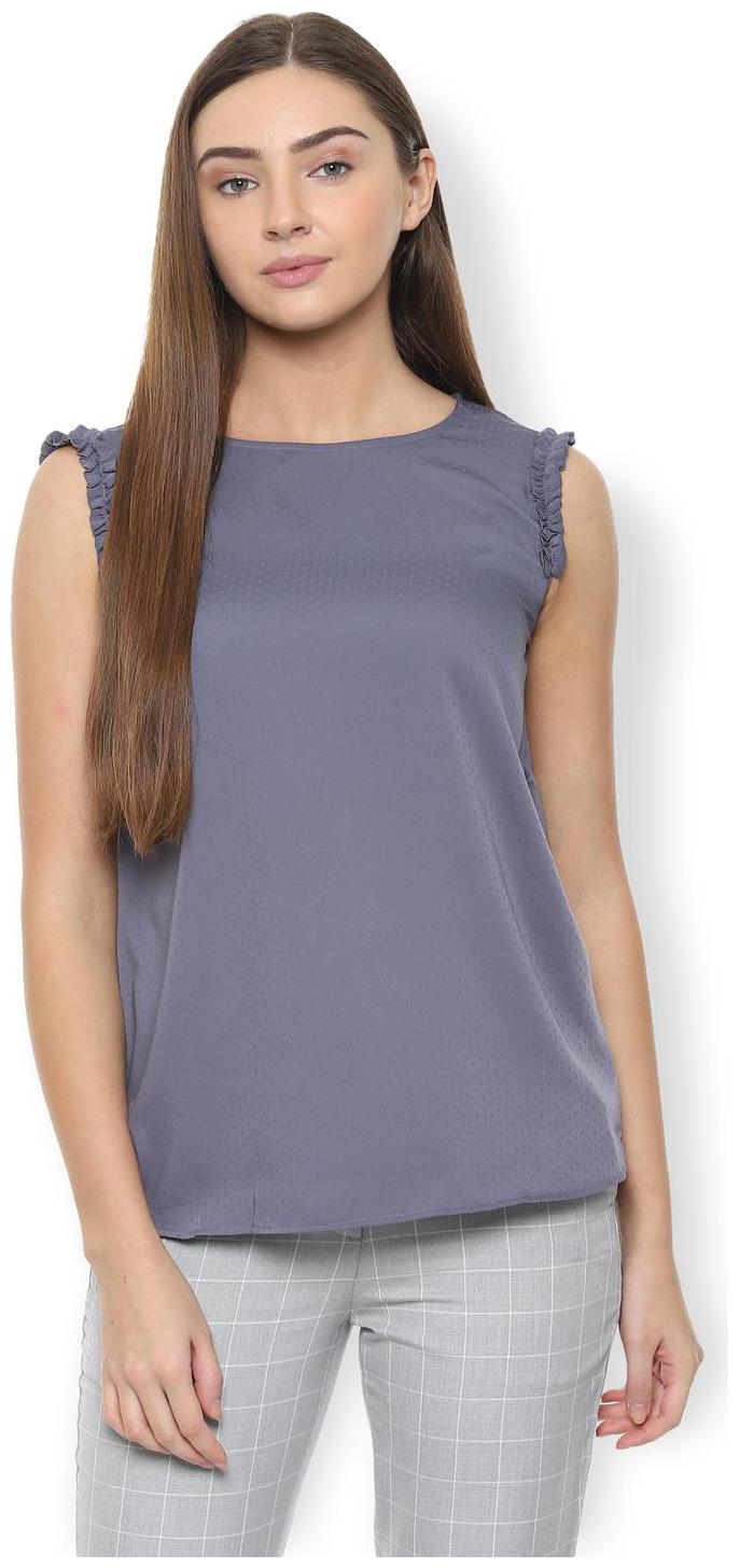 

Van Heusen Women Self design Regular tunic - Blue