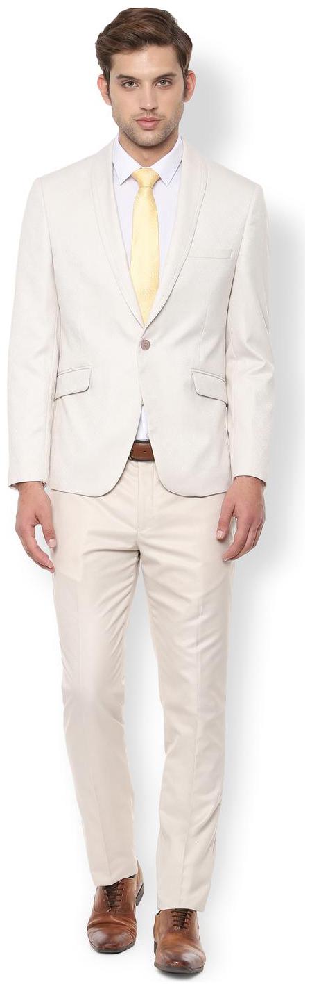 

Van Heusen Blended Printed Men Single Breasted Suit - White