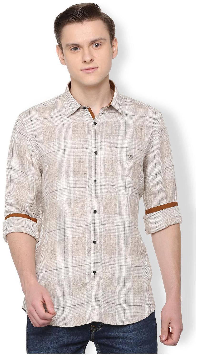 

Van Heusen Men Beige Checked Slim Fit Casual Shirt