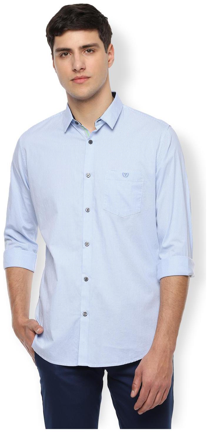 

Van Heusen Men Blue Pinstrips Slim Fit Casual Shirt