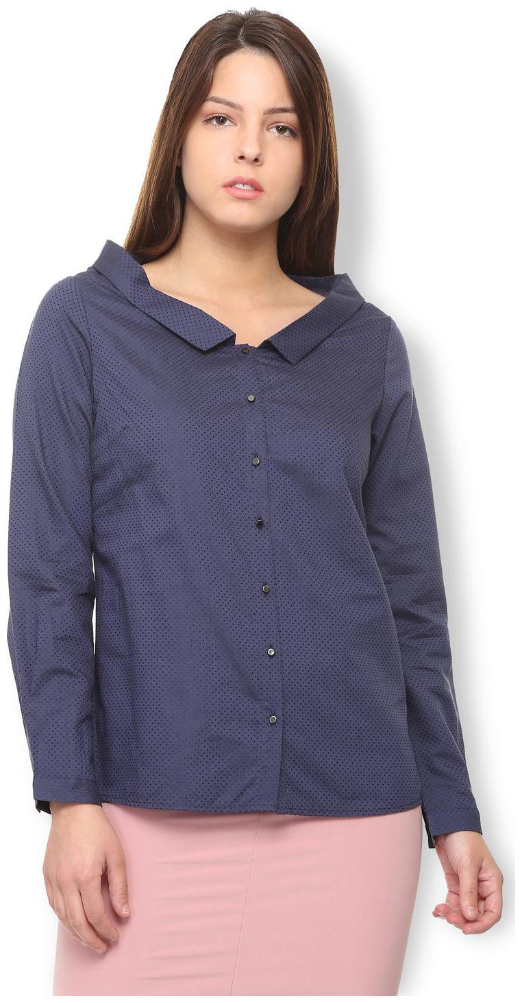 

Van Heusen Women Blue Self Design Regular Fit Shirt