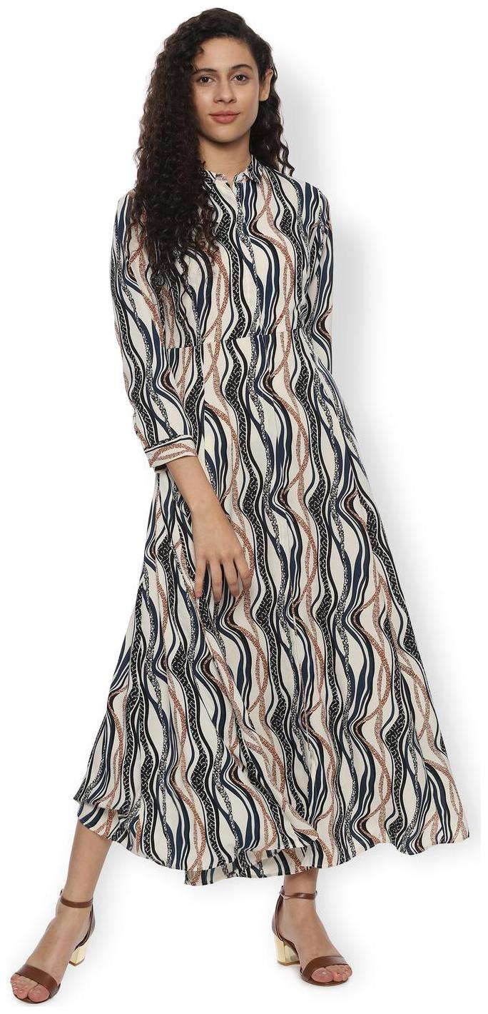 

Van Heusen Beige Printed Flared dress