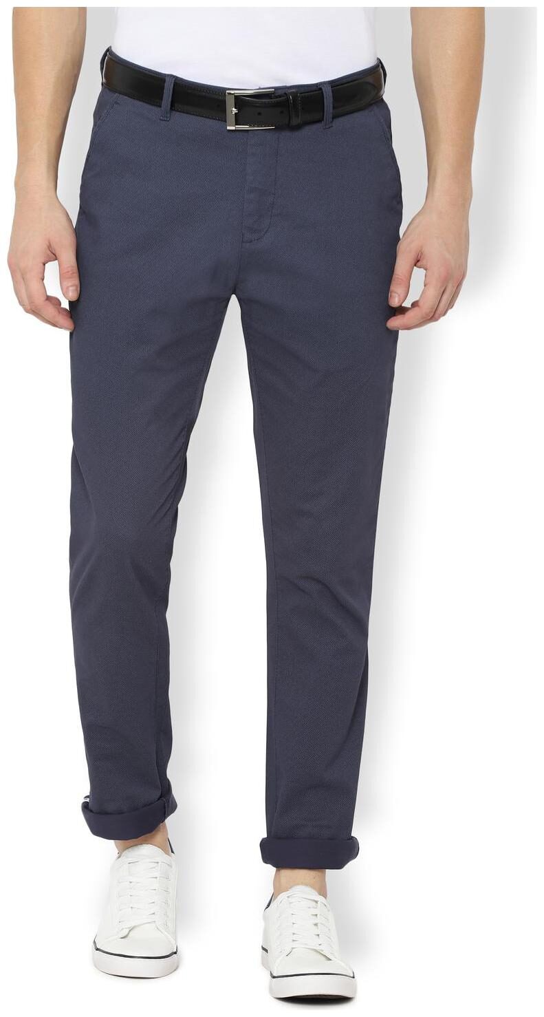 

Van Heusen Men Blue Printed Slim fit Regular trousers