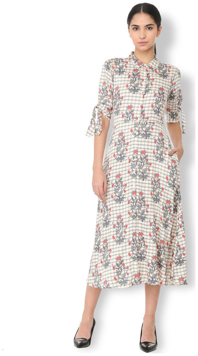 

Van Heusen Beige Checked A-line dress