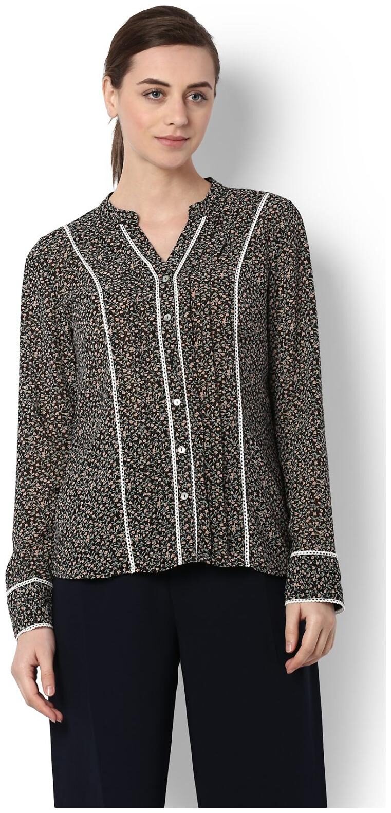 

Van Heusen Women Black Printed Regular Fit Shirt