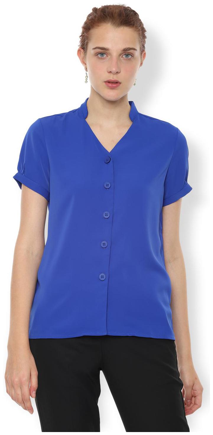 

Van Heusen Women Blue Solid Regular Fit Shirt