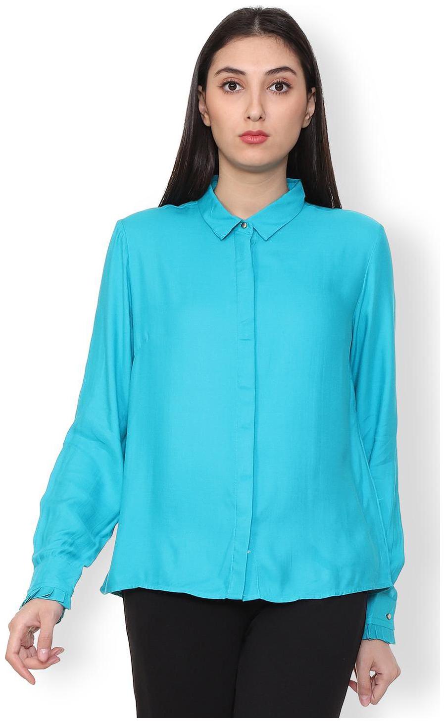 

Van Heusen Women Blue Solid Regular Fit Shirt